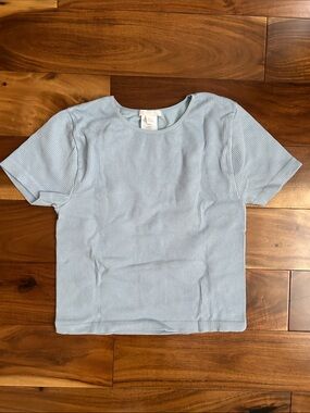 GB girls Light Blue Ribbed Short Sleeve Tee